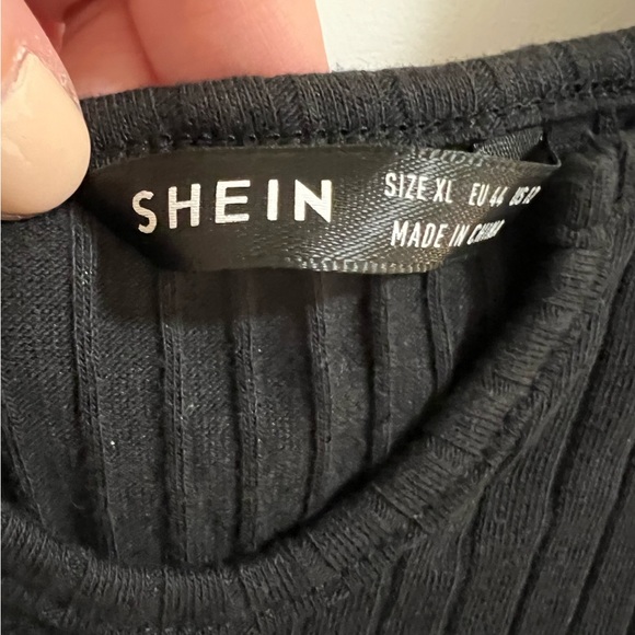 SHEIN Notched Neck Block Stripe Belted Tank Romper - Picture 2 of 5